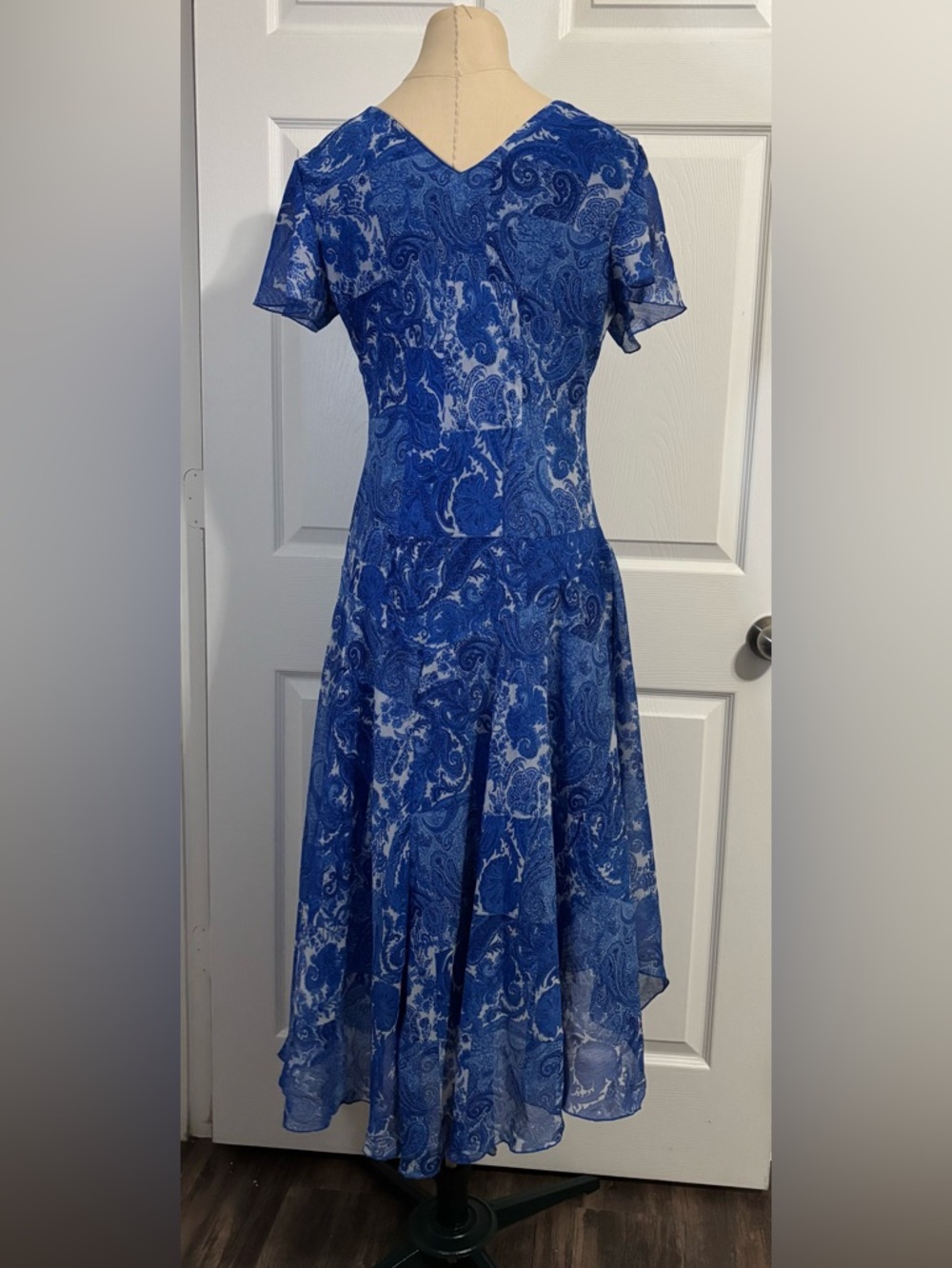 madison leigh 12 Blue Paisley Midi Fit-and-Flare Dress